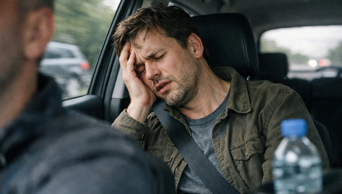 Мужчину укачало в машине